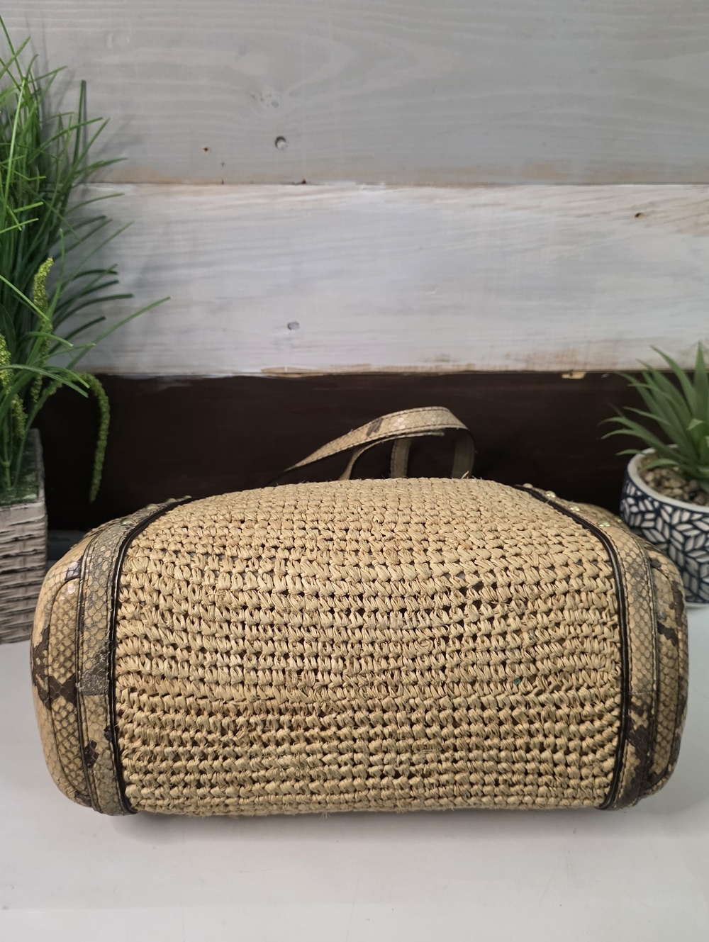 Coach Python Natalie Raffia Shoulder Bag - Picture 9 of 12